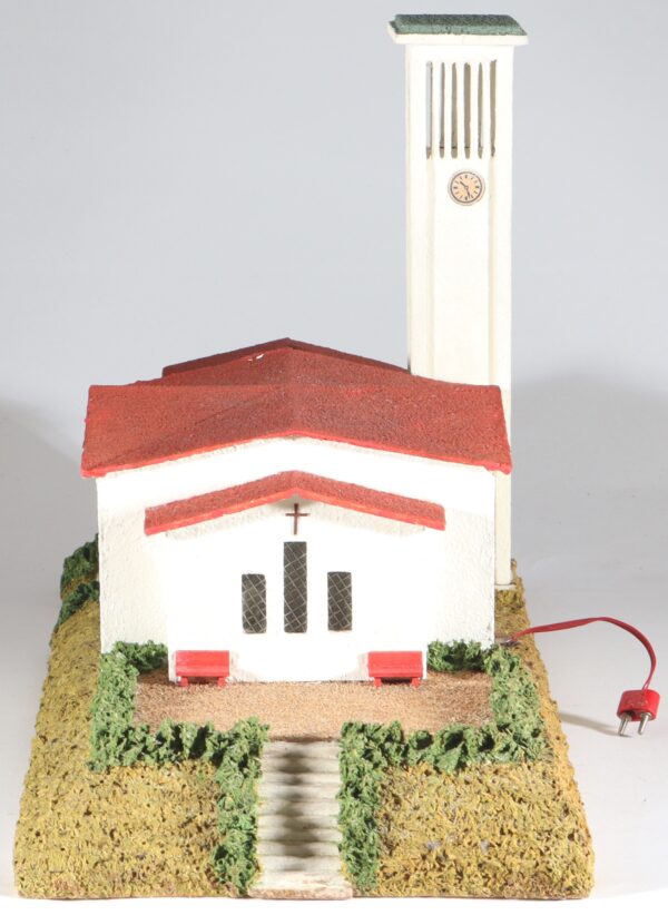 kallistoys-auctions-auktionen-antique-vintage-toys-antik-historisch-spielzeug-rudolf-spitaler-germany-spur-h0-wood-house-holzhaus-modern-church-moderne-kirche-distler-uhrwerk-6487-1g