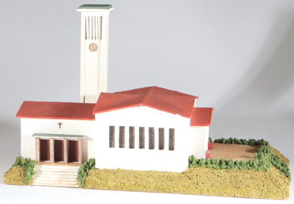 kallistoys-auctions-auktionen-antique-vintage-toys-antik-historisch-spielzeug-rudolf-spitaler-germany-spur-h0-wood-house-holzhaus-modern-church-moderne-kirche-distler-uhrwerk-6487-1i