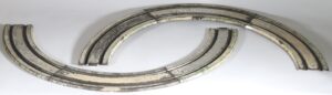 Top rarity antique toy tinplate track curves TANTET & MANON France ca. 1890 for floor runners