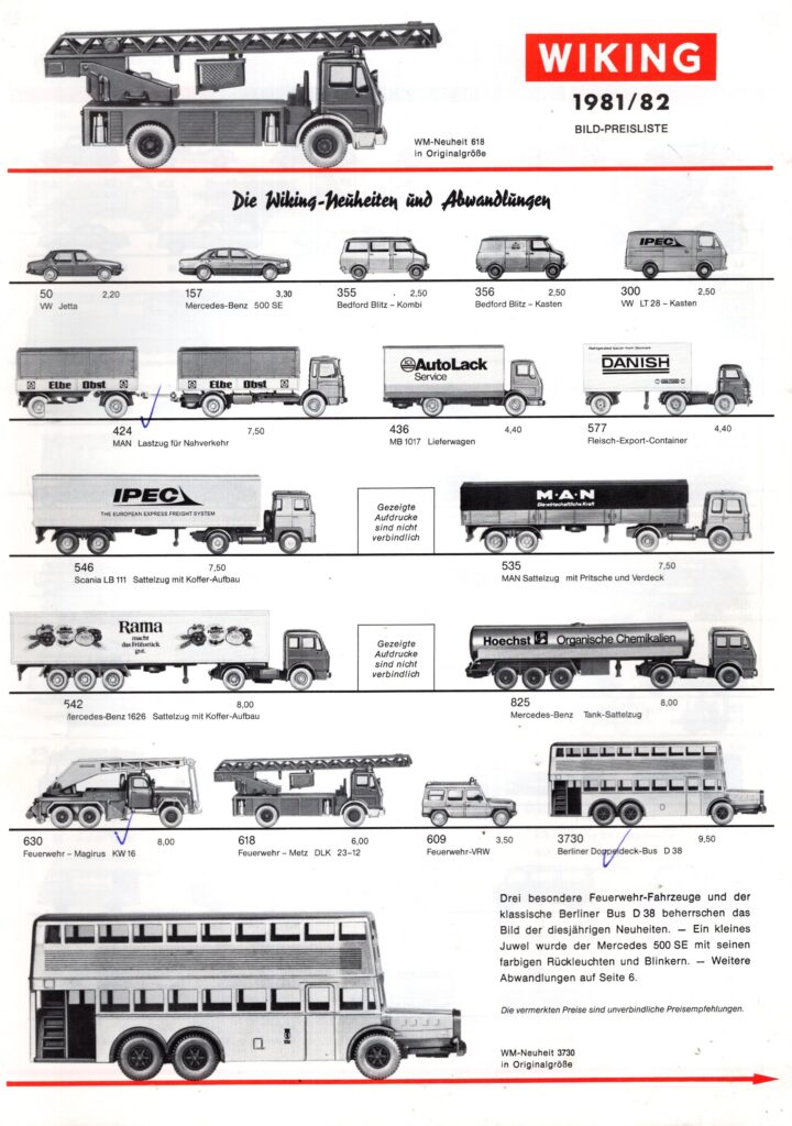 Wiking 1981-1982 catalogue