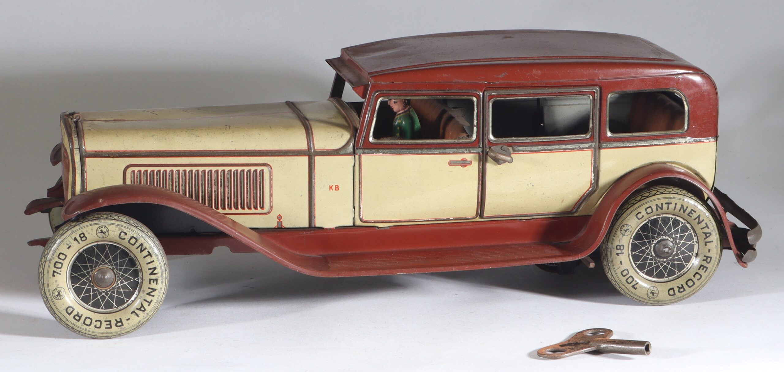 karl-bub-kb-germany-tinplate-blech-clockwork-uhrwerk-limousine-creme-braun-781-1a