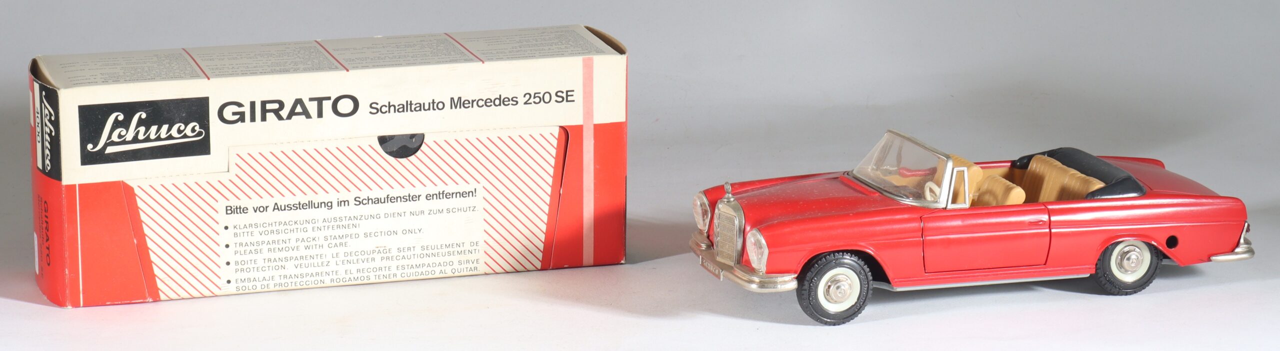 Schuco Girato Mercedes-Benz 250 SE Convertible Tin Toy Car #4000 Red with Box
