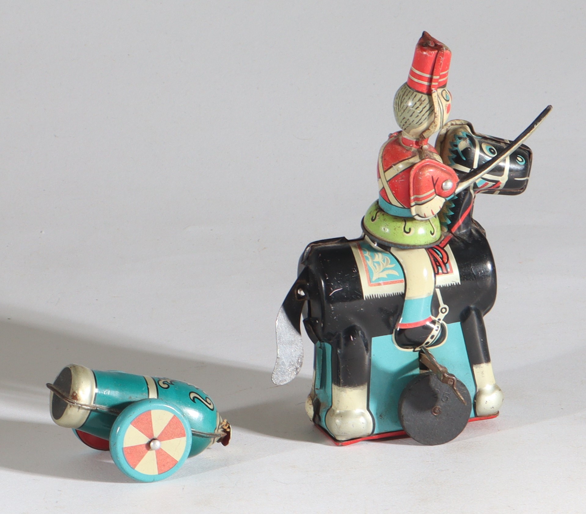 toplay-tps-japan-tinplate-blech-toy-spielzeug-cavalry circus horse with cannon-1f toplay-tps-japan-tinplate-blech-toy-spielzeug-cavalry-circus-horse-with-cannon-1f