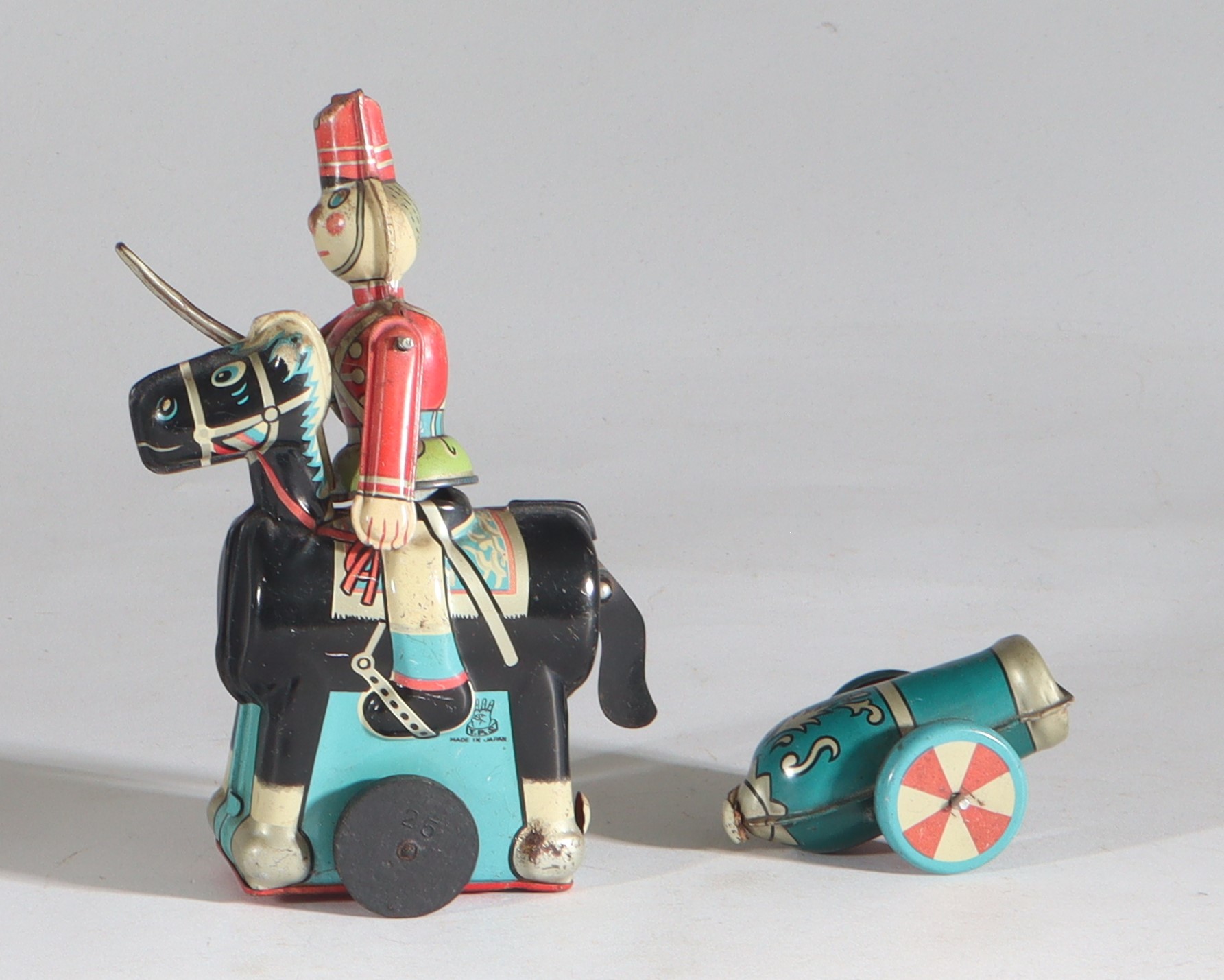 toplay-tps-japan-tinplate-blech-toy-speilzeug-cavalry circus horse with cannon-1a toplay-tps-japan-tinplate-blech-toy-speilzeug-cavalry-circus-horse-with-cannon-1a
