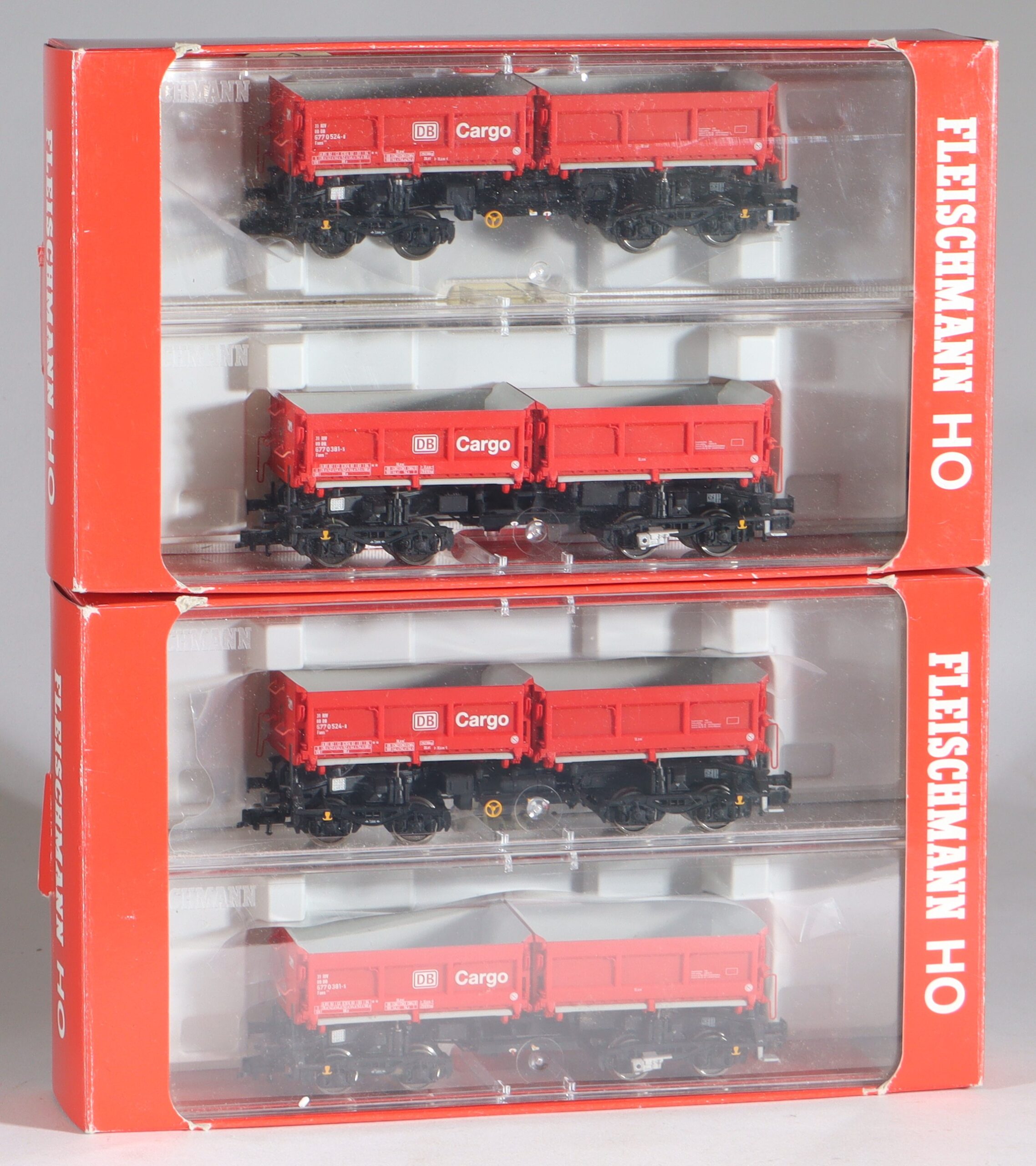 fleischmann-germany-spur-h0-ore-car-set-muldenkippwagen-set-db-cargo-rot-konvolut-86-5530-1a