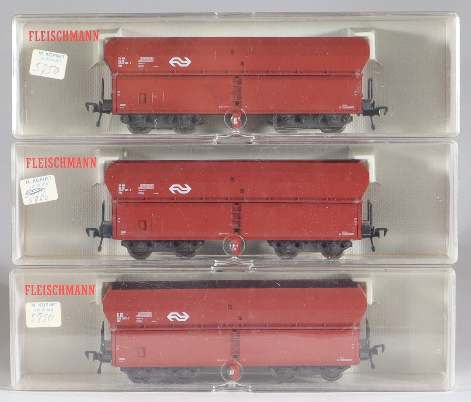 fleischmann-germany-spur-h0-1-zu-87-hopper-car-selbstentladewagen-nederlandse-spoorwegen-konvolut-5750-1a