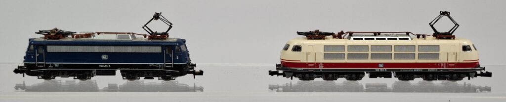 Minitrix N gauge 1:160 lot with two electric locos BR 110 and BR 103