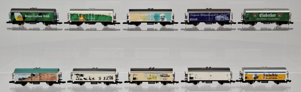 Marklin Z gauge 1:220 lot with 10 different beer wagons