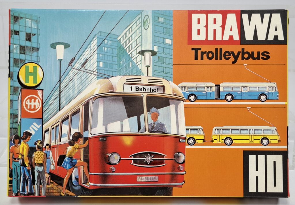 Brawa Spur H0 Trolleybus Set Gelenkbus im OKT '60er Jahre