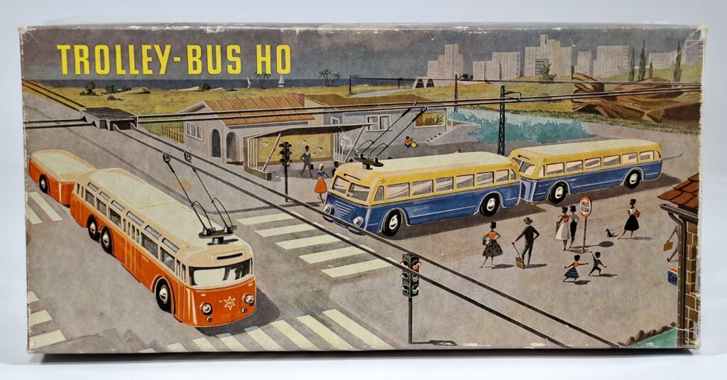 Eheim Spur H0 Trolleybus Set Motorwagen mit Beiwagen blau #6102 im OKT '60er Jahre