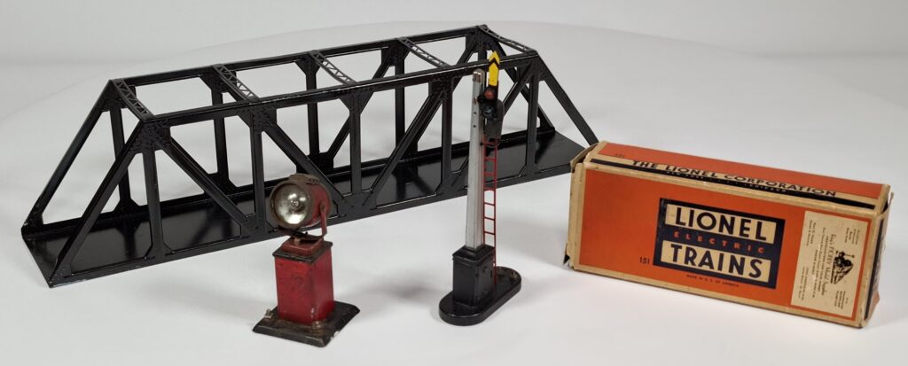 Lionel und Marx Spur 0 Blech Zubehör für die Eisenbahn - Signal - Brücke - Suchlicht