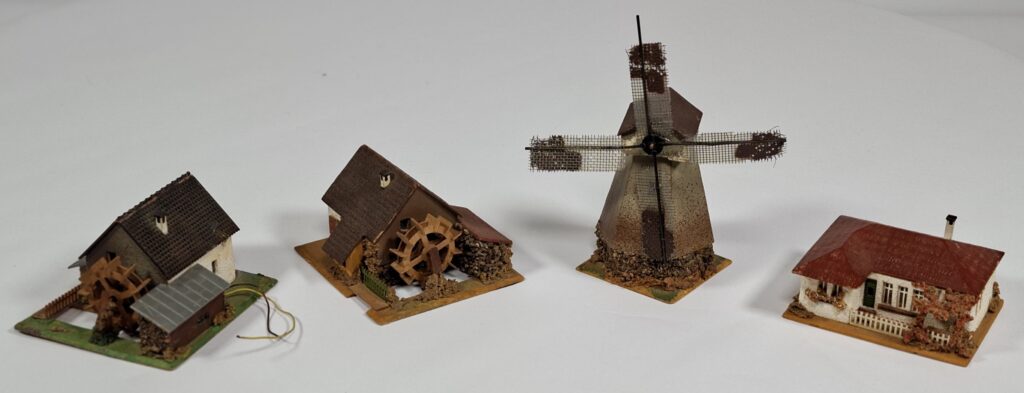 Faller Holzhaus Konvolut Windmühle #233 und Wassermühlen #231 und Landhaus #264 um 1955