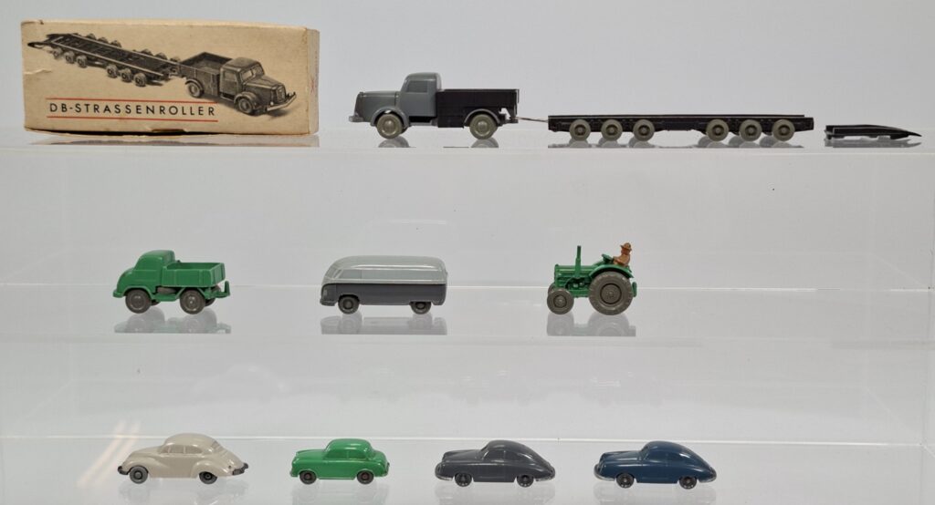 Wiking unverglaste Modellautos Culemeyer, Trecker, Unimog, Porsche, VW Bus Mitte 1950er Jahre