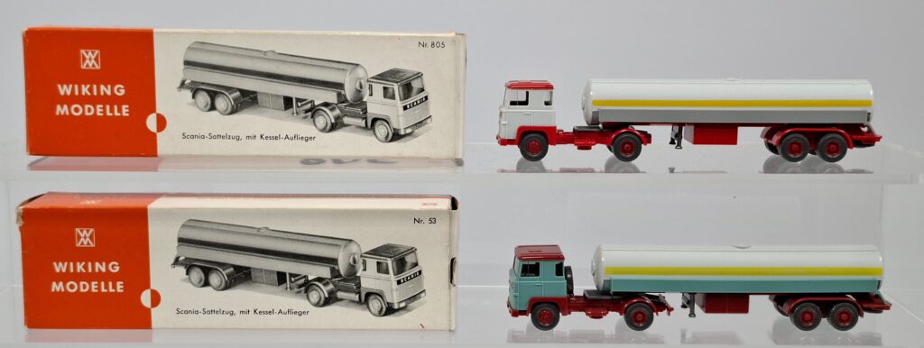 Wiking glazed lot of two Scania liquefied-gas tankers #53 and #805 in OB