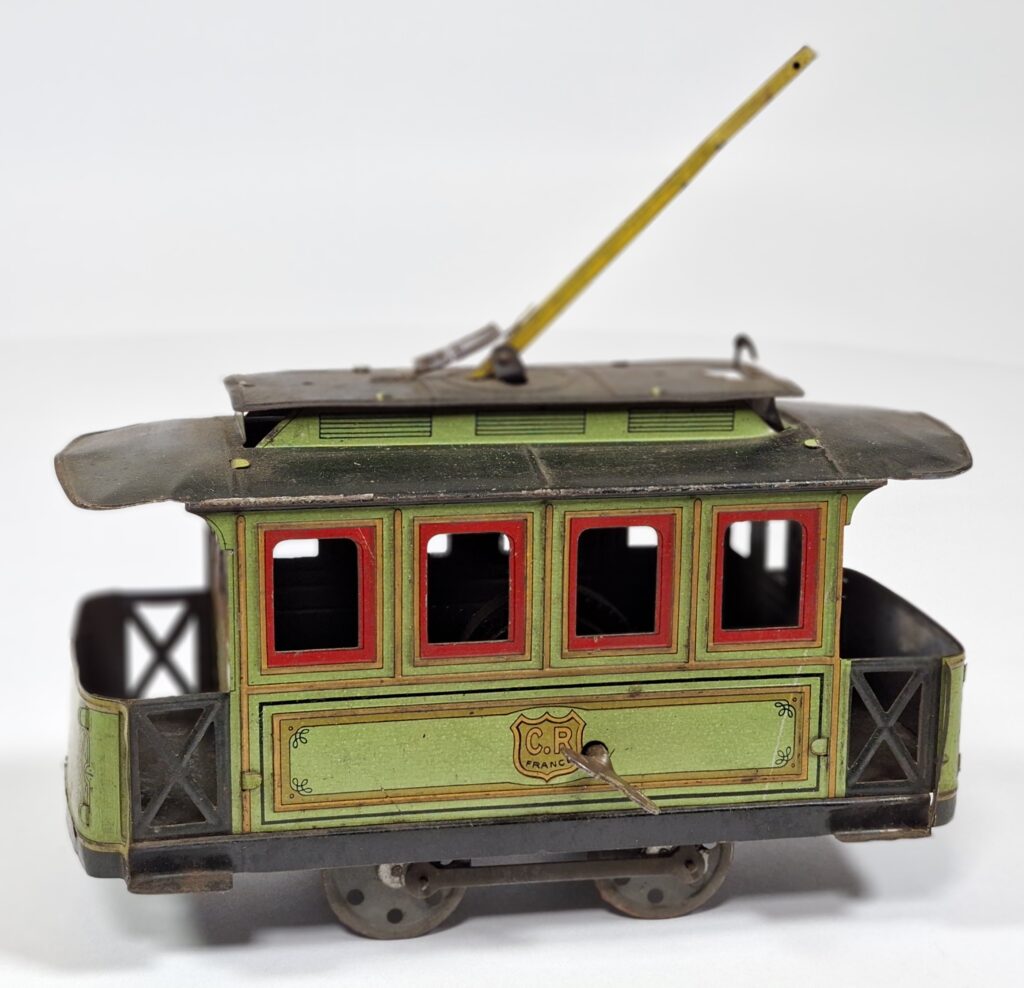 Rossignol Frankreich Blech uralt Strassenbahn mit Uhrwerk und Schlüssel ca. 20 - 25 cm