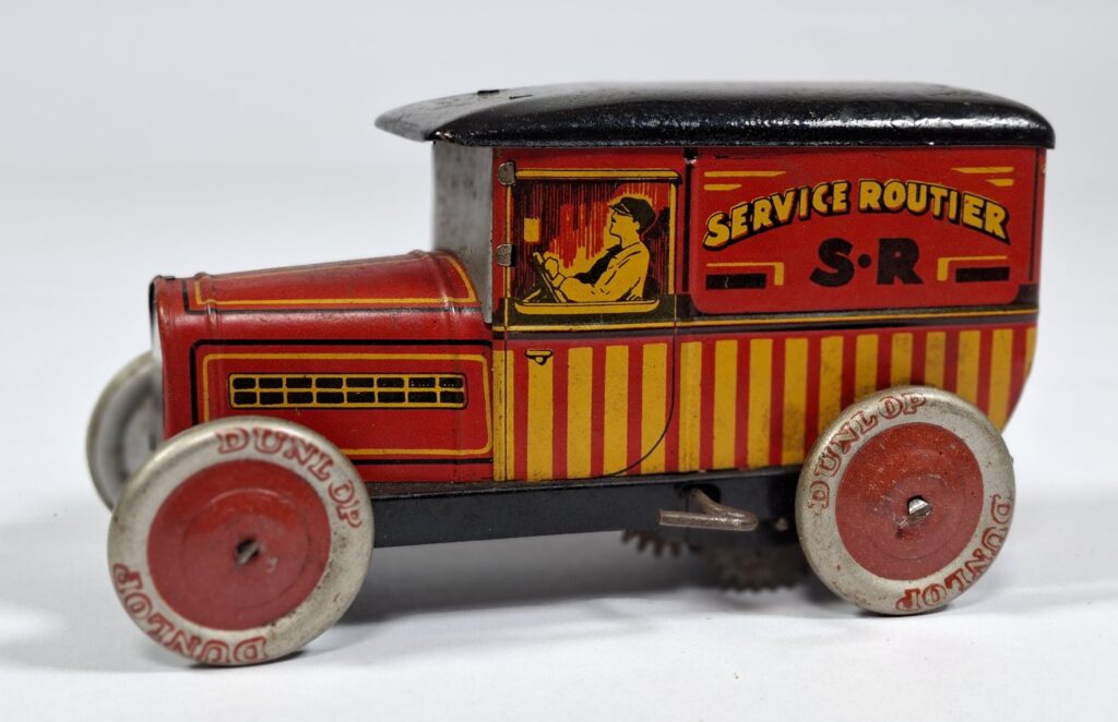 De Andreis Frankreich Blechspielzeug mit Uhrwerk Peugeot 201 Service Routier 16,5 cm '30er Jahre
