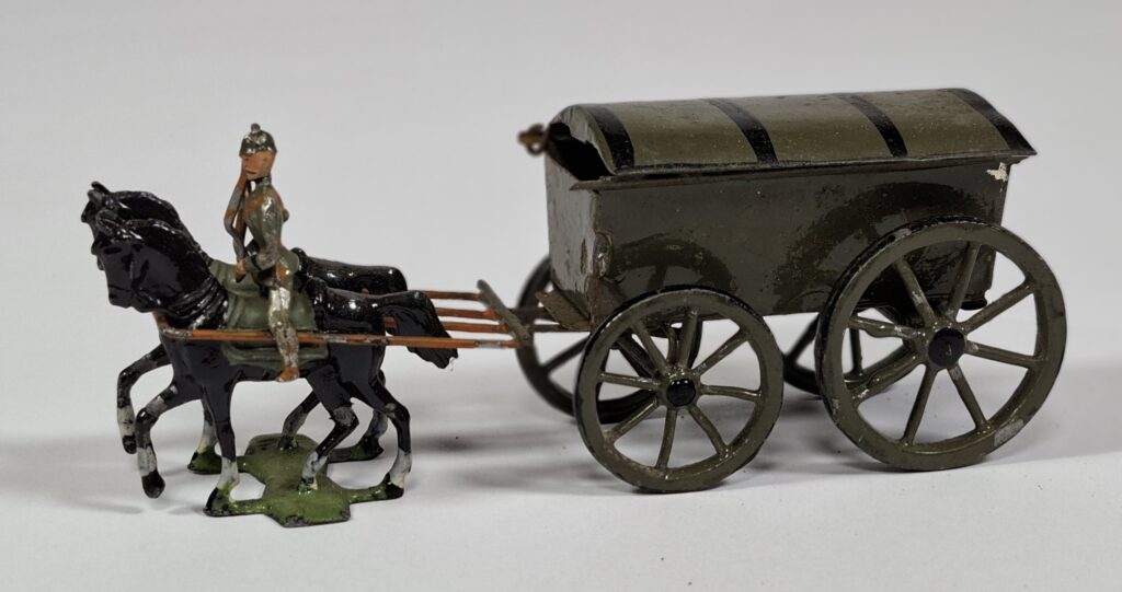 Heyde ? Uralt Blechspielzeug Kutsche mit Pferde aus Metall Länge ca. 10 - 12 cm um 1900
