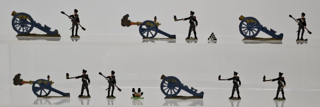 Heinrichsen u.a. uralt Konvolut handbemalte Zinnfiguren 35 mm feine Qualität "Kanonen" um 1900