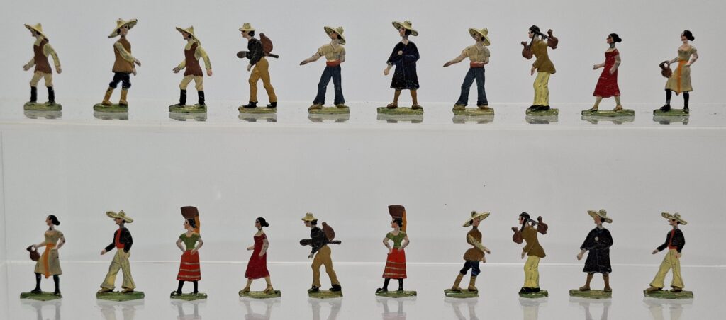 Heinrichsen u.a. uralt Konvolut handbemalte Zinnfiguren 35 mm feine Qualität "Inkas" um 1900