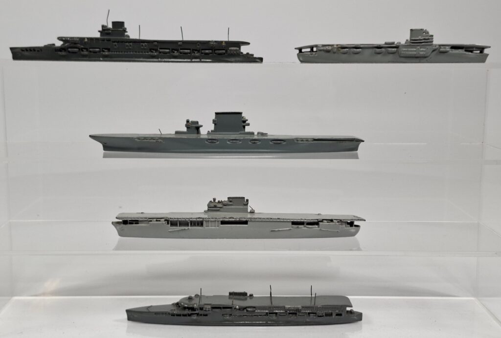 Wiking 1:1250 pre-war metal aircraft carrier lot: Courageous, Enterprise and Furious, 1930s