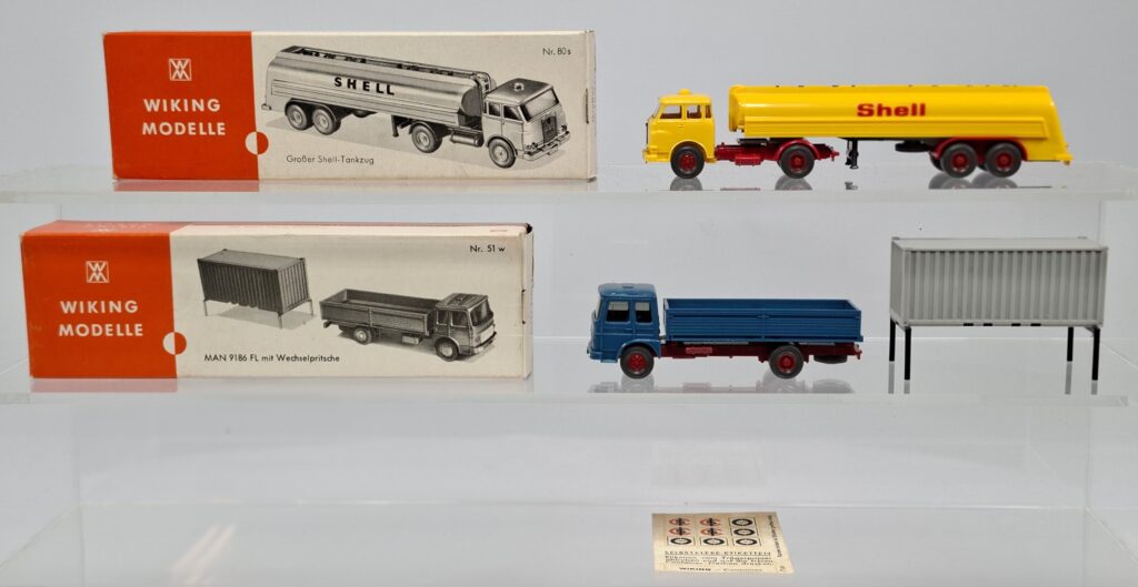 Wiking verglaste Modellautos Spur H0 1:90 Konvolut LKW im Okt - MAN Tankwagen - Wechselpritsche