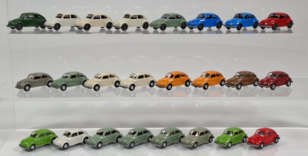 Wiking glazed H0 gauge 1:90 large VW Beetle 1300, 1302 and 1303 lot