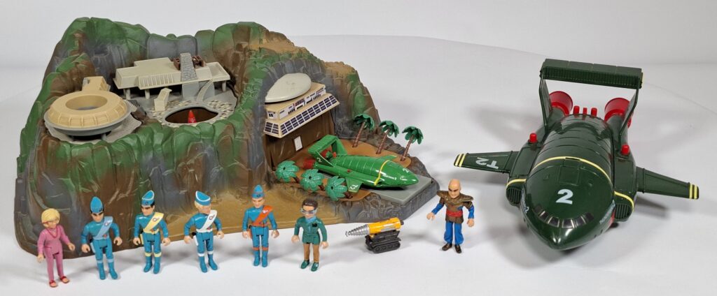 Lesney Thunderbirds island with accessories and large spaceship